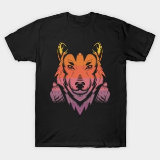 Vintage Wolf Headphones T-Shirt